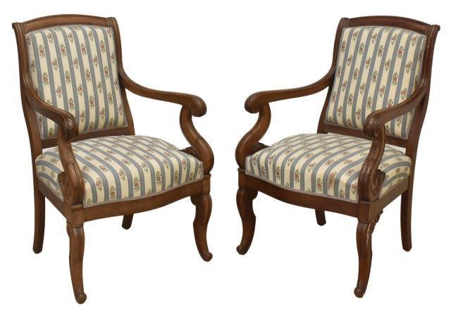  2 FRENCH LOUIS PHILIPPE UPHOLSTERED 35bae9