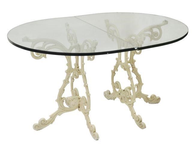 FRENCH STYLE GLASS-TOP DOUBLE PEDESTAL