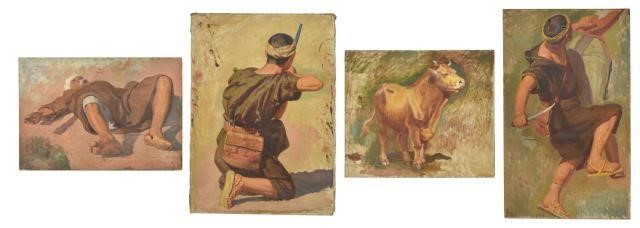  4 UNFRAMED ORIENTALIST OIL PAINTINGS lot 35bb16