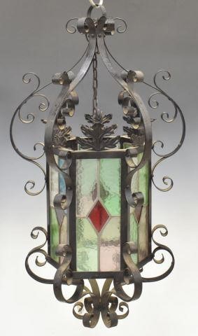 WROUGHT IRON & STAINED GLASS HANGING