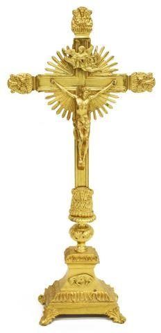 FRENCH GILT METAL ALTAR CRUCIFIXFrench 35bb29