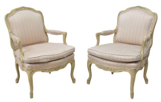  2 FRENCH LOUIS XV STYLE UPHOLSTERED 35bb3d