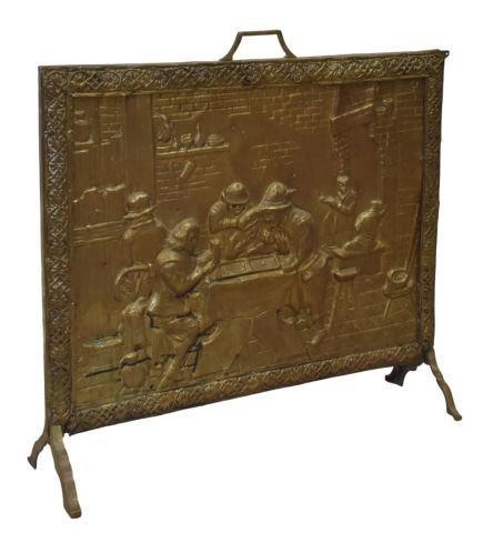 BRASS FIRESCREEN EMBOSSED TAVERN