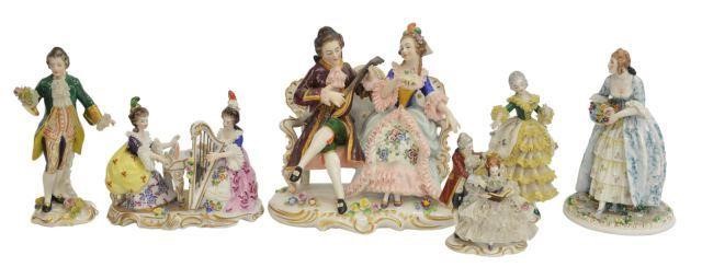 (6) GERMAN DRESDEN LACE PORCELAIN FIGURES(lot