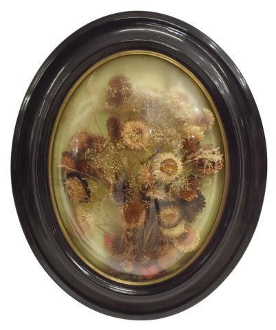 DRIED FLOWERS IN CONVEX OVAL FRAMEFramed 35bb8b