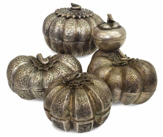  5 CHINESE SILVER PUMPKIN FORM 35bba1