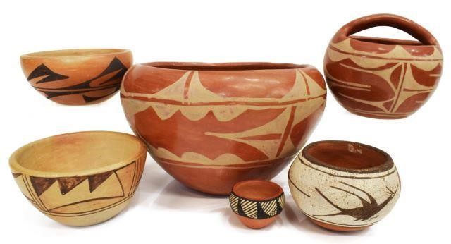  6 NATIVE AMERICAN PUEBLO REDWARE 35bbbb