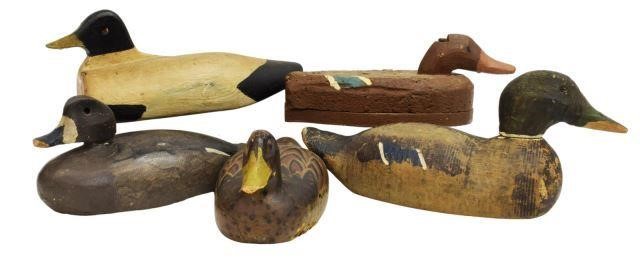 (5) VINTAGE HAND-CARVED DUCK DECOYS(lot