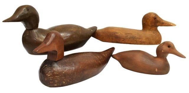  4 CARVED WOOD DUCK DECOYS lot 35bbc6