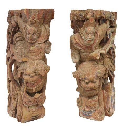  2 CHINESE CARVED ARCHITECTURAL 35bc2d