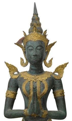 LARGE THAI GILT BRONZE BUDDHIST FIGURE