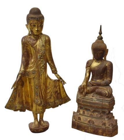 (2) THAI GILT FIGURES OF THE BUDDHA(lot