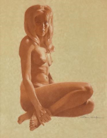 SIGNED PASTEL DRAWING FEMALE NUDEFramed