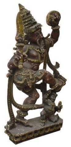 CARVED & PAINTED HINDU FIGURE GROUP,