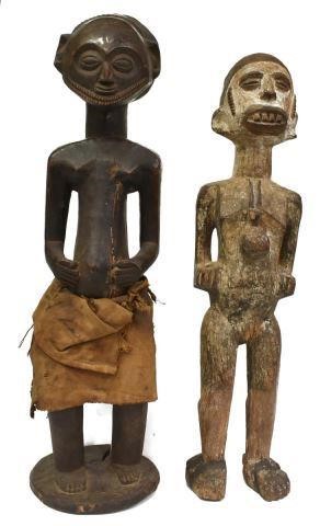 (2) AFRICAN CARVED WOOD MALE FIGURES,