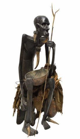 LARGE AFICAN CARVED SEATED TRIBAL