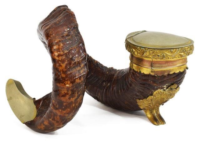 VICTORIAN METAL-MOUNTED RAM'S HORN