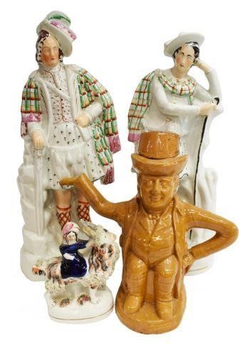  4 STAFFORDSHIRE FIGURES YELLOWWARE 35bd30