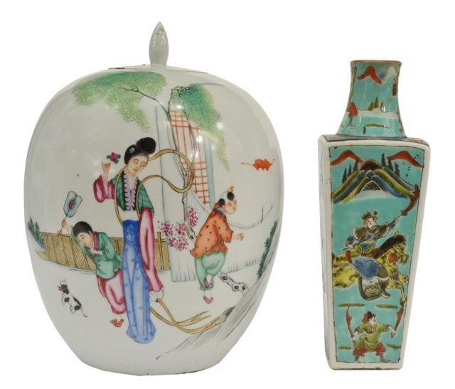 (2) CHINESE PORCELAIN MELON JAR