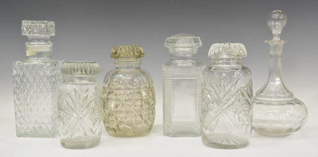 (6) GROUP OF CUT GLASS DECANTERS