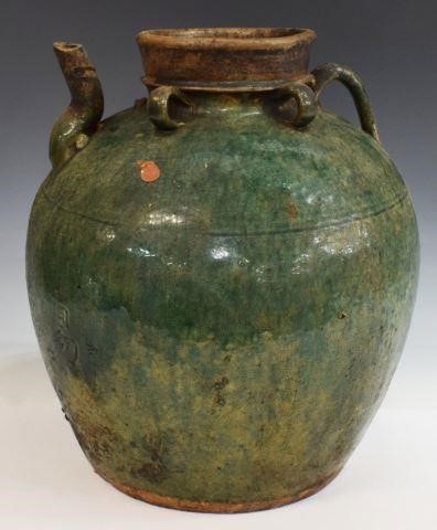 LARGE CHINESE GREEN GLAZED EARTHENWARE 35bd82