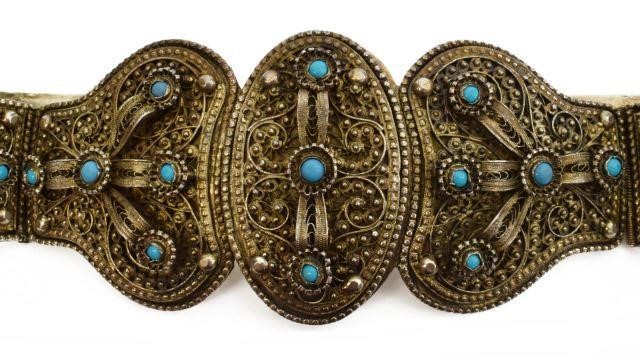 RUSSIAN .875 SILVER FILIGREE TURQUOISE