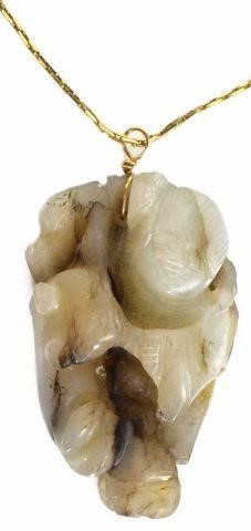 ESTATE CHINESE FIGURAL JADE PENDANT,