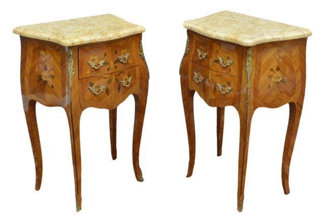 (2) FRENCH LOUIS XV STYLE MARBLE-TOP