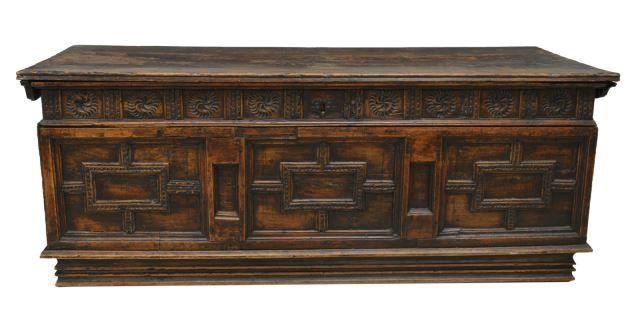 SPANISH CARVED STORAGE BENCH/ TRUNK,