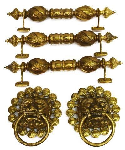 (5) BRASS LION-HEAD DOOR KNOCKERS