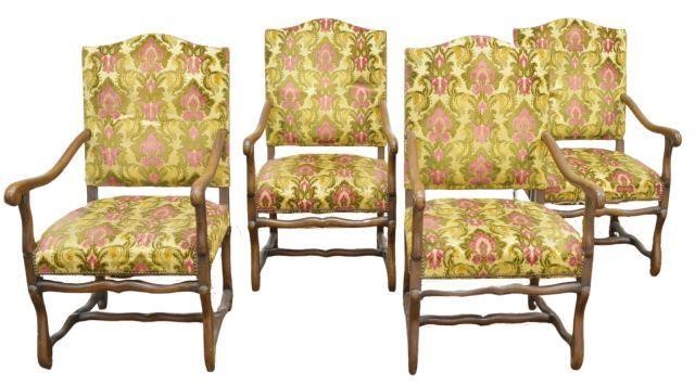 (4) FRENCH LOUIS XIV STYLE UPHOLSTERED