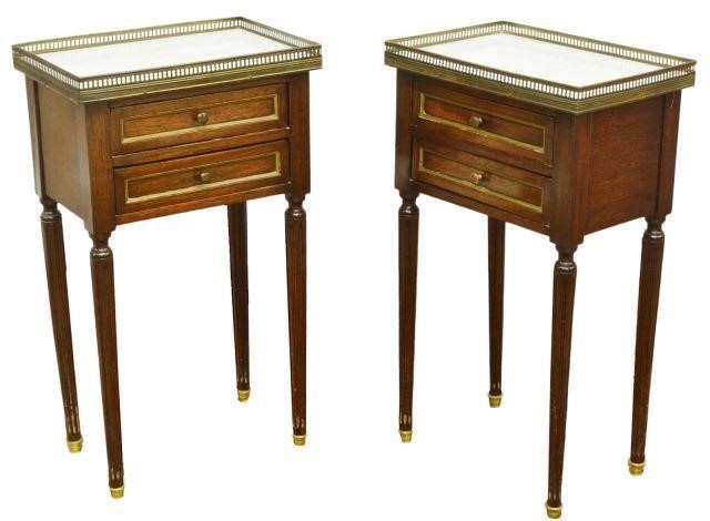 (2) FRENCH LOUIS XVI STYLE MARBLE-TOP