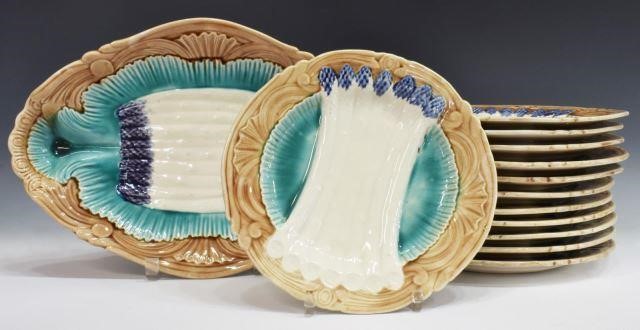 (13) FRENCH ORCHIES MAJOLICA ASPARAGUS