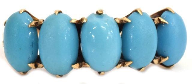 ESTATE 14KT YELLOW GOLD & TURQUOISE