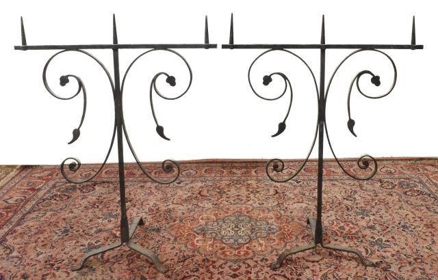  2 FRENCH WROUGHT IRON ALTAR CANDLE 35be5e