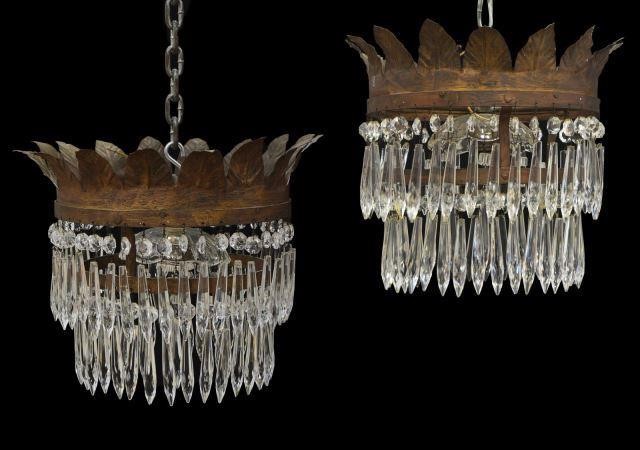  2 ITALIAN 1 LIGHT HANGING CRYSTAL 35bf48