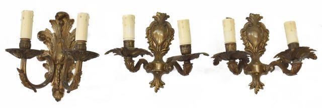  3 LOUIS XV STYLE GILT METAL 3 LIGHT 35bf4b