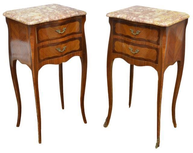 (2) FRENCH LOUIS XV STYLE MARBLE-TOP