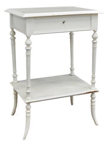 FRENCH PAINTED SIDE TABLE W/ HINGED