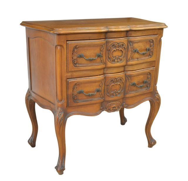 LOUIS XV STYLE WALNUT TWO-DRAWER NIGHTSTANDLouis