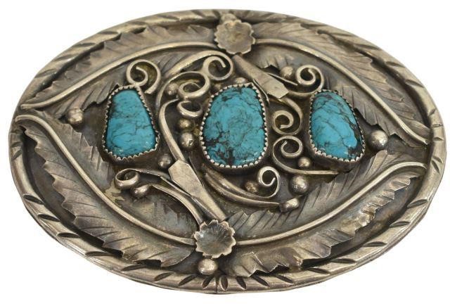 NATIVE AMERICAN SILVER & TURQUOISE BELT