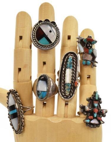 (6) NATIVE AMERICAN ZUNI MULTI-STONE