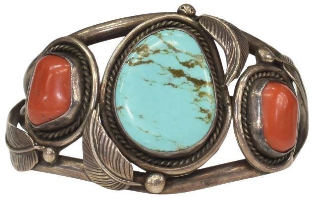 NATIVE AMERICAN TURQUOISE RED CORAL 35bfef
