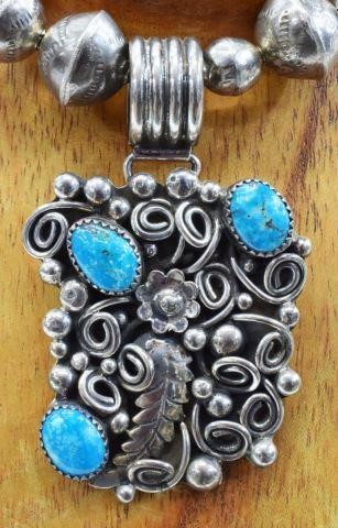 SOUTHWEST SILVER TURQUOISE PENDANT 35bffd