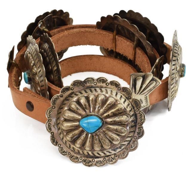 NATIVE AMERICAN SILVER & TURQUOISE CONCHO