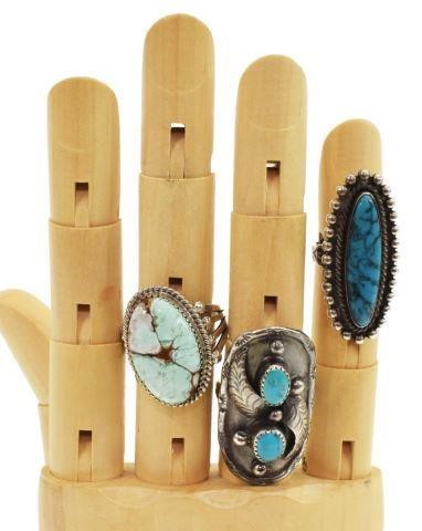  3 NATIVE AMERICAN SILVER TURQUOISE 35c00d