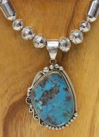 LESLIE NEZ NAVAJO STERLING NECKLACE