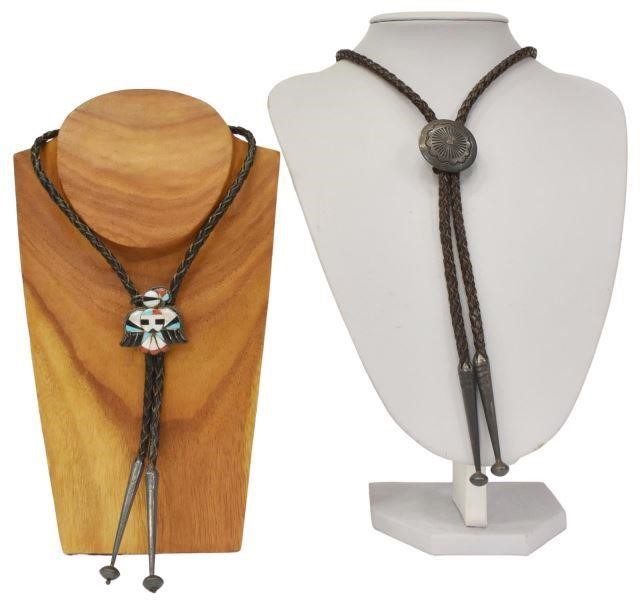 (2) NATIVE AMERICAN BOLO TIES, ZUNI