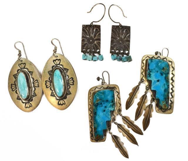  3 PR SOUTHWEST SILVER TURQUOISE 35c056