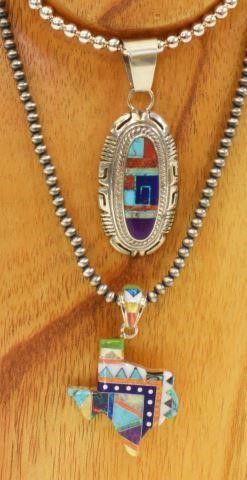  2 SOUTHWEST STYLE SILVER MULTI STONE 35c066